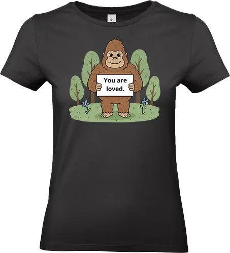 Gentle Giant: You Are Loved - You Are Loved, gorilla, positive affirmation, mental health, wholesome art, cute gorilla, gentle giant, self care, t-shirt design, art print, minimalist, charming, kindness, sweet message, nature drawing - Standard T-Shirt (Women)