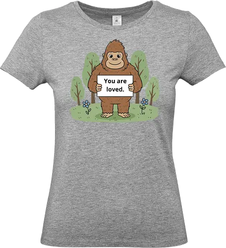 Gentle Giant: You Are Loved - You Are Loved, gorilla, positive affirmation, mental health, wholesome art, cute gorilla, gentle giant, self care, t-shirt design, art print, minimalist, charming, kindness, sweet message, nature drawing - Standard T-Shirt (Women)