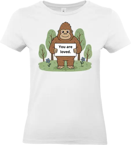 Gentle Giant: You Are Loved - You Are Loved, gorilla, positive affirmation, mental health, wholesome art, cute gorilla, gentle giant, self care, t-shirt design, art print, minimalist, charming, kindness, sweet message, nature drawing - Standard T-Shirt (Women)