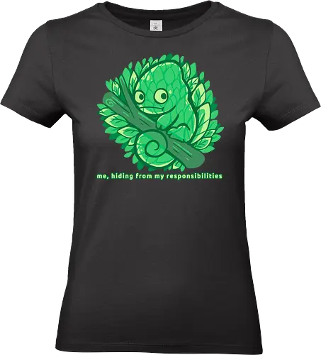 Hiding from my responsibilities - Chamäleon, lustig, verstecken, versteckt, chameleon, funny, hiding, hide, lazy, introvert, camouflage, relatable, nature, leaves, tree - Standard T-Shirt (Women)
