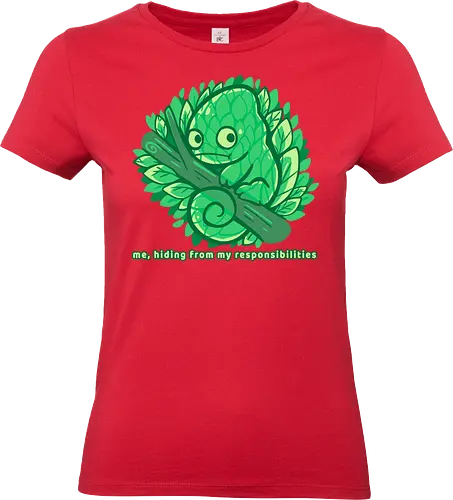 Hiding from my responsibilities - Chamäleon, lustig, verstecken, versteckt, chameleon, funny, hiding, hide, lazy, introvert, camouflage, relatable, nature, leaves, tree - Standard T-Shirt (Women)