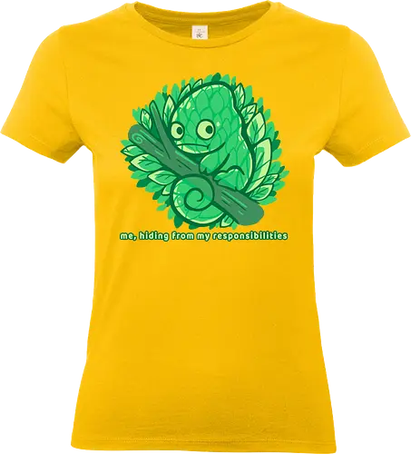 Hiding from my responsibilities - Chamäleon, lustig, verstecken, versteckt, chameleon, funny, hiding, hide, lazy, introvert, camouflage, relatable, nature, leaves, tree - Standard T-Shirt (Women)
