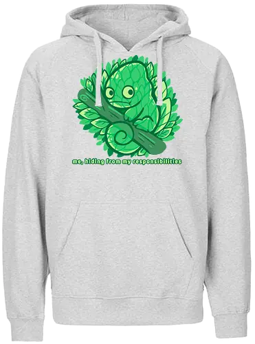 Hiding from my responsibilities - Chamäleon, lustig, verstecken, versteckt, chameleon, funny, hiding, hide, lazy, introvert, camouflage, relatable, nature, leaves, tree - Fairtrade Hoodie