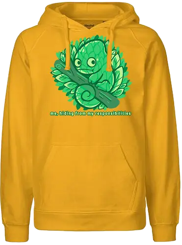 Hiding from my responsibilities - Chamäleon, lustig, verstecken, versteckt, chameleon, funny, hiding, hide, lazy, introvert, camouflage, relatable, nature, leaves, tree - Fairtrade Hoodie