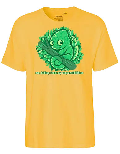 Hiding from my responsibilities - Chamäleon, lustig, verstecken, versteckt, chameleon, funny, hiding, hide, lazy, introvert, camouflage, relatable, nature, leaves, tree - Fairtrade T-Shirt