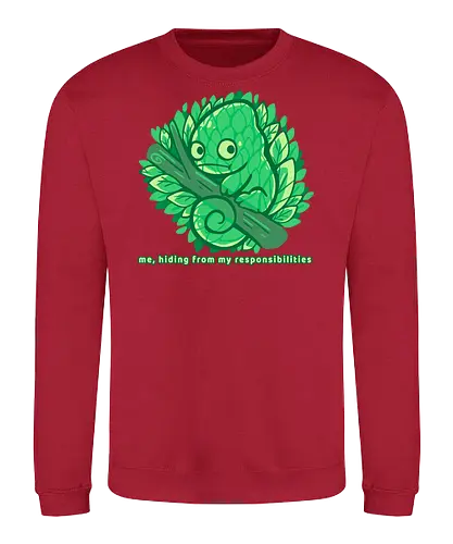 Hiding from my responsibilities - Chamäleon, lustig, verstecken, versteckt, chameleon, funny, hiding, hide, lazy, introvert, camouflage, relatable, nature, leaves, tree - Sweatshirt