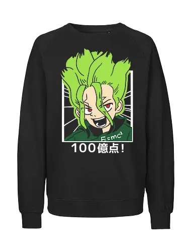  Senku Ishigami: 10 Billion Points! - Senku Ishigami, Dr. Stone, 10 billion points, $E=mc^2$, anime, manga, science genius, fan art, t-shirt design, art print, cool anime art, geek art, stylish, scientist, Kingdom of Science, Shonen - Fairtrade Sweatshirt