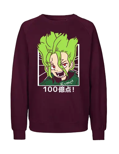  Senku Ishigami: 10 Billion Points! - Senku Ishigami, Dr. Stone, 10 billion points, $E=mc^2$, anime, manga, science genius, fan art, t-shirt design, art print, cool anime art, geek art, stylish, scientist, Kingdom of Science, Shonen - Fairtrade Sweatshirt