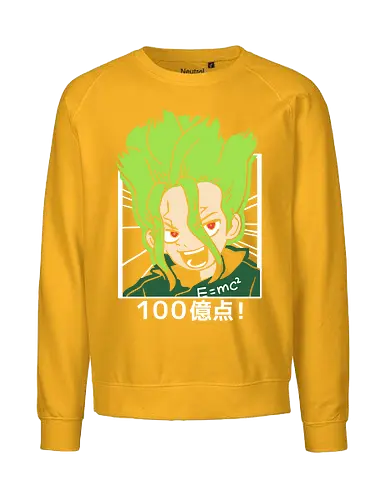  Senku Ishigami: 10 Billion Points! - Senku Ishigami, Dr. Stone, 10 billion points, $E=mc^2$, anime, manga, science genius, fan art, t-shirt design, art print, cool anime art, geek art, stylish, scientist, Kingdom of Science, Shonen - Fairtrade Sweatshirt