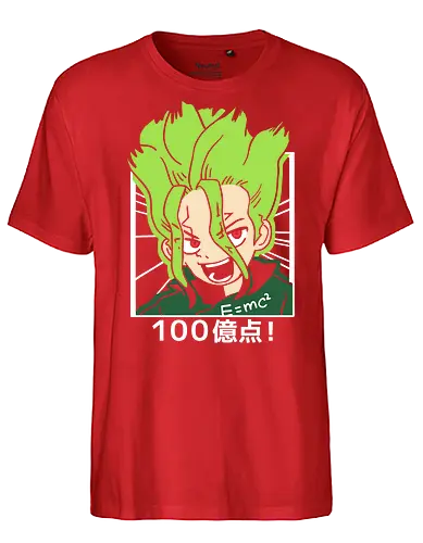  Senku Ishigami: 10 Billion Points! - Senku Ishigami, Dr. Stone, 10 billion points, $E=mc^2$, anime, manga, science genius, fan art, t-shirt design, art print, cool anime art, geek art, stylish, scientist, Kingdom of Science, Shonen - Fairtrade T-Shirt