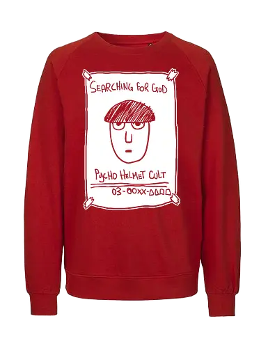 Psycho Helmet Cult Flyer - Mob, Psycho Helmet Cult, Searching for God, anime, manga, fan art, t-shirt design, art print, minimalist, sketchy, cult meme, Shigeo Kageyama, unique anime - Fairtrade Sweatshirt