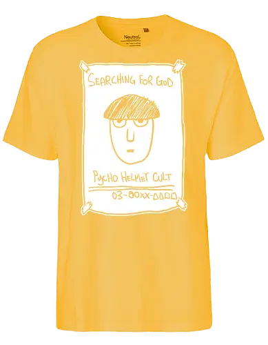 Psycho Helmet Cult Flyer - Mob, Psycho Helmet Cult, Searching for God, anime, manga, fan art, t-shirt design, art print, minimalist, sketchy, cult meme, Shigeo Kageyama, unique anime - Fairtrade T-Shirt