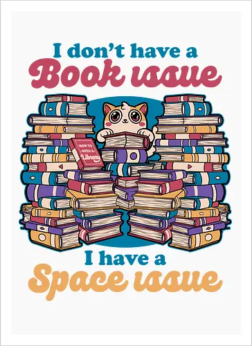 Cat Books Library - Book, Books, Bookworm, Library, Pet, Pets, Adventure, Fantasy, Social Issues, Cat, Cat Owner - Artprint