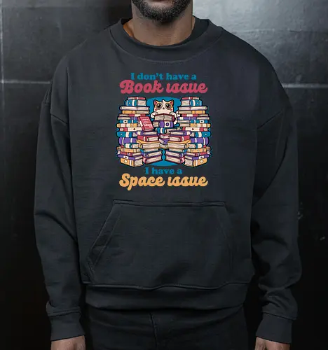 Cat Books Library - Book, Books, Bookworm, Library, Pet, Pets, Adventure, Fantasy, Social Issues, Cat, Cat Owner - Cropped Sweatshirt