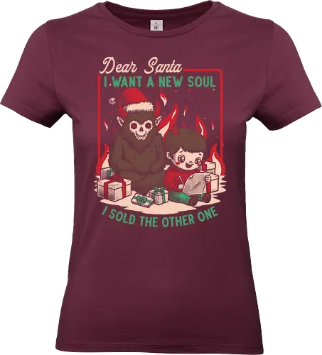 Christmas Demon Pact - Holiday, Santa Claus, Presents, Merry Christmas, Christmas Vacation, Christmas, Christmas Eve, Gifts, Gift, Naughty, Naughty List, Nice, Fire, Hell, Soul, Devil, Demon, Bad Santa, Krampus - Standard T-Shirt (Women)