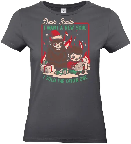 Christmas Demon Pact - Holiday, Santa Claus, Presents, Merry Christmas, Christmas Vacation, Christmas, Christmas Eve, Gifts, Gift, Naughty, Naughty List, Nice, Fire, Hell, Soul, Devil, Demon, Bad Santa, Krampus - Standard T-Shirt (Women)
