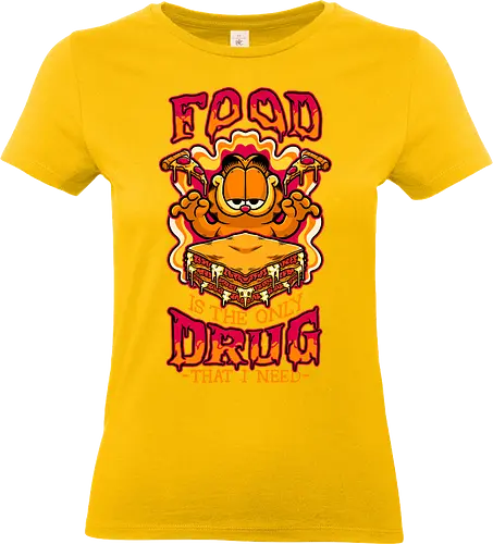 Comic Cat Trip Food - Cat, Food, Fast Food, Fast-food, Pizza, Lasagna, Pet, Comic, Movie, Tv Show, Cute, Hungry, Tripping, Psychedelic - Standard T-Shirt (Women)
