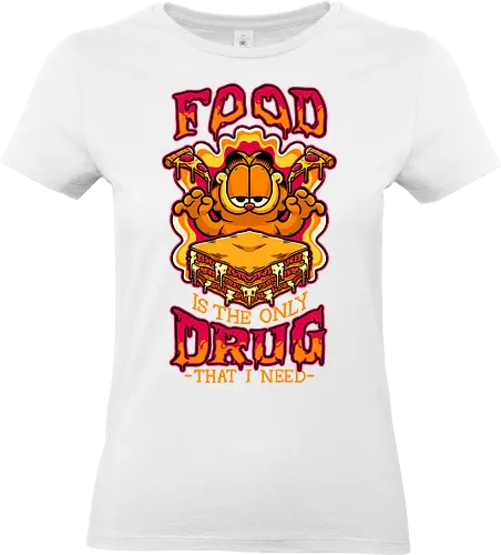 Comic Cat Trip Food - Cat, Food, Fast Food, Fast-food, Pizza, Lasagna, Pet, Comic, Movie, Tv Show, Cute, Hungry, Tripping, Psychedelic - Standard T-Shirt (Women)