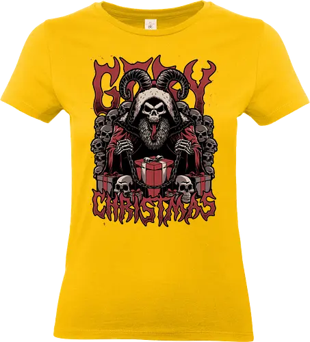 Gory Christmas Krampus - Ugly Sweater, Holiday, Christmas, Merry Christmas, Ugly Christmas Sweater, demon, devil, ritual, krampus, santa claus, Christmas Vacation, Christmas Eve, Gifts, Gift, Skull, Skeleton, Heavy Metal, Death Metal, Black Metal, Rock And Roll, Band Tee, Gore, Creepy, Horror, Horror Movies, Spooky, Spookmas - Standard T-Shirt (Women)
