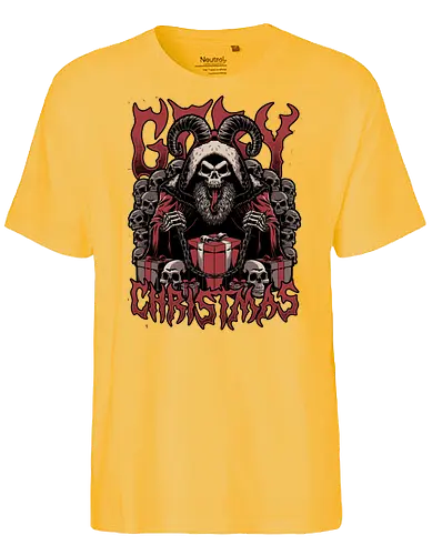 Gory Christmas Krampus - Ugly Sweater, Holiday, Christmas, Merry Christmas, Ugly Christmas Sweater, demon, devil, ritual, krampus, santa claus, Christmas Vacation, Christmas Eve, Gifts, Gift, Skull, Skeleton, Heavy Metal, Death Metal, Black Metal, Rock And Roll, Band Tee, Gore, Creepy, Horror, Horror Movies, Spooky, Spookmas - Fairtrade T-Shirt