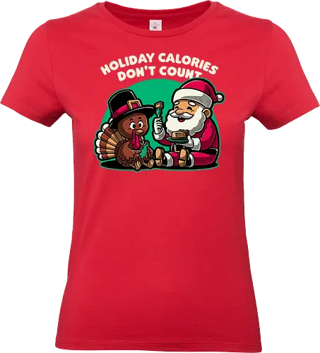 Holiday Food Calories  - holiday, food, snack, christmas, santa claus, turkey, thanksgiving, cute, fun, eating, family, xmas, reunion, party, gathering - Standard T-Shirt (Women)