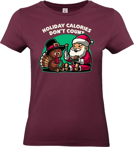 Holiday Food Calories  - holiday, food, snack, christmas, santa claus, turkey, thanksgiving, cute, fun, eating, family, xmas, reunion, party, gathering - Standard T-Shirt (Women)