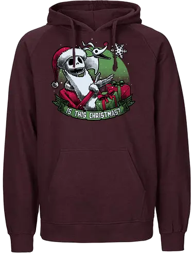 Skeleton Christmas Halloween - Movies, holiday, animation, halloween, christmas, dark fantasy, internet meme, skeleton, classic, stop motion, musical, scary, spooky, dog, pet, ghost, skull, fun, funny - Fairtrade Hoodie