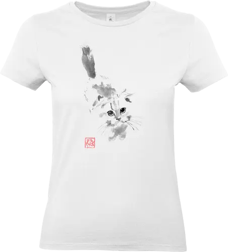 cute fluffy cat - cat, sumie, japan - Standard T-Shirt (Women)