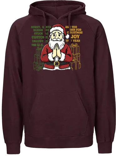 Holiday on Hold - funny christmas, holiday humor, santa parody, christmas satire, retro holiday, tariff joke, customs humor, no gifts, santa stuck, holiday on hold, funny santa, xmas illustration, economic humor, holiday t-shirt, festive parody, funny christmas, holiday humor, santa parody, christmas satire, retro holiday, tariff joke, customs humor, no gifts, santa stuck, holiday on hold, funny santa, xmas illustration, economic humor, holiday t-shirt, festive parody - Fairtrade Hoodie