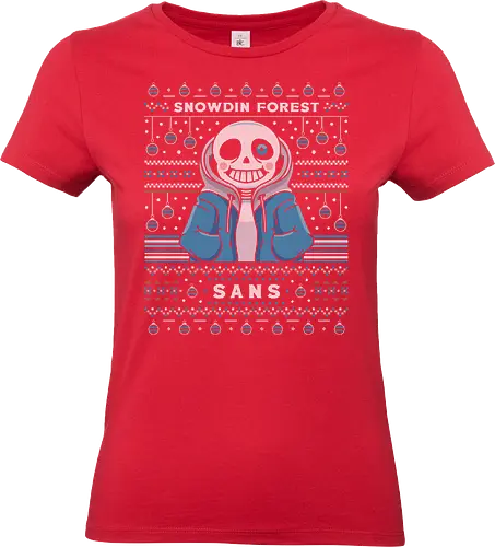 Snowdin Forest Ugly Sweater - Tale, deltarune, muffet, sans, indie game, video game, gaming, rpg, flowey, mettaton, gamer, papyrus, toriel, asgore, ugly christmas sweater, spider cider, christmas, xmas, ugly sweater - Standard T-Shirt (Women)