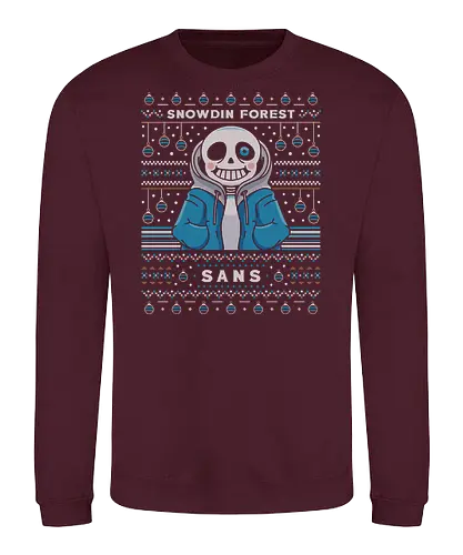 Snowdin Forest Ugly Sweater - Tale, deltarune, muffet, sans, indie game, video game, gaming, rpg, flowey, mettaton, gamer, papyrus, toriel, asgore, ugly christmas sweater, spider cider, christmas, xmas, ugly sweater - Sweatshirt