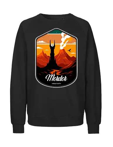 Vacation in Mordor - Mordor, Tolkien, fantasy, humor, travel, geek, nerd, retro, adventure, volcano, middleearth, lordoftherings, magic, dark, minimal, design, poster, wanderlust, mythical, popculture, fanart - Fairtrade Sweatshirt