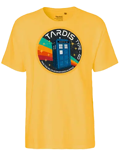 TARDIS type 40 - retro, vintage, logo, tardis, Doctor, space, time machine, 80s, 90s, series - Fairtrade T-Shirt