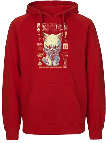 Kitten - Clown, cat, kitten, parody, japanese art, comics, clown, derry, horror, novel, stephen king, movie, halloween, spooky cute, pop culture, comedy, tv show, evil clown, georgie, scary, creepy - Fairtrade Hoodie