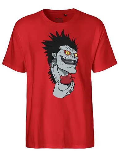  Ryuk and His Apple - Ryuk, Death, Shinigami, apple, fan art, t-shirt design, art print, cool anime villain, geek art, stylish, Light Yagami, iconic character, dark fantasy, shinigami eyes. - Fairtrade T-Shirt
