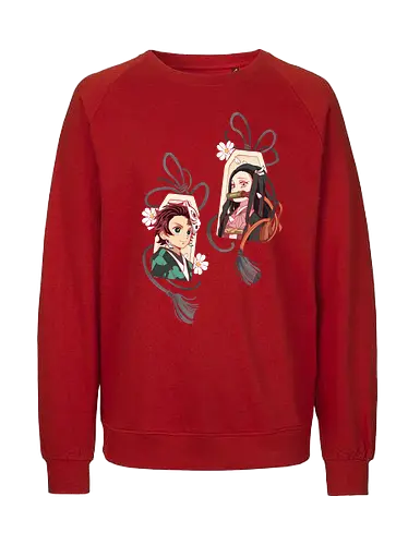 Kamado Siblings Omamori Charms - Tanjiro Kamado, Nezuko Kamado, Slayer, Kimetsu no Yaiba, Omamori, Japanese charm, anime, manga, fan art, t-shirt design, art print, cute anime, sibling bond, geek art, lucky charm, aesthetic - Fairtrade Sweatshirt