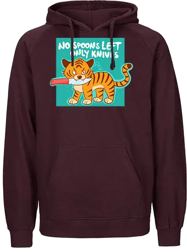No Spoons Tiger - Comic, Spoonie, Tiger, Messer - Fairtrade Hoodie