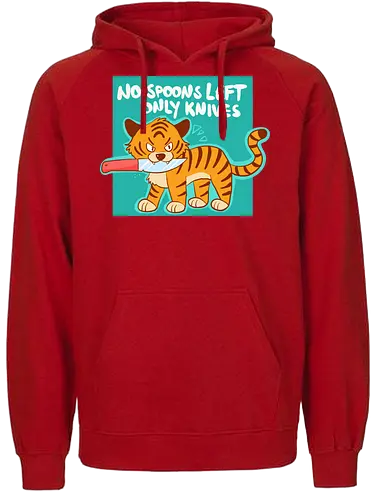 No Spoons Tiger - Comic, Spoonie, Tiger, Messer - Fairtrade Hoodie
