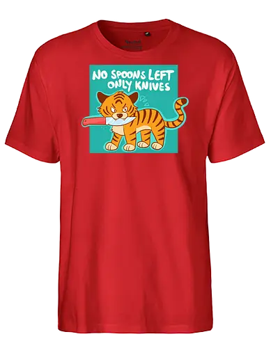 No Spoons Tiger - Comic, Spoonie, Tiger, Messer - Fairtrade T-Shirt