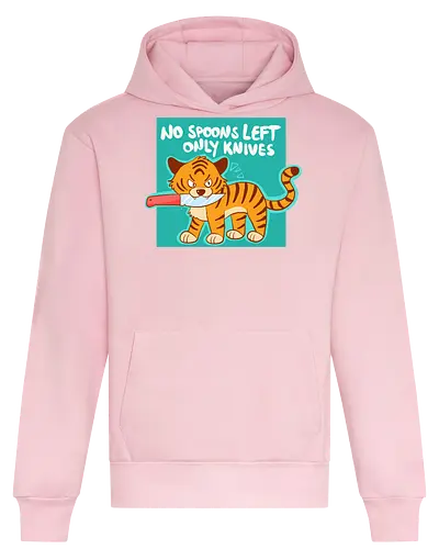 No Spoons Tiger - Comic, Spoonie, Tiger, Messer - Heavyweight Hoodie