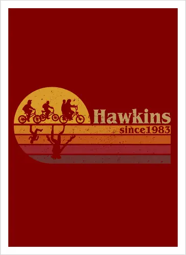 Hawkins vintage - vintage, retro, series, hawkins, Strange, 80s, 90s - Artprint