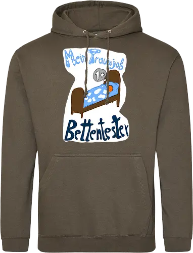 Traumjob Bettentester, mit weißem Hintergrund