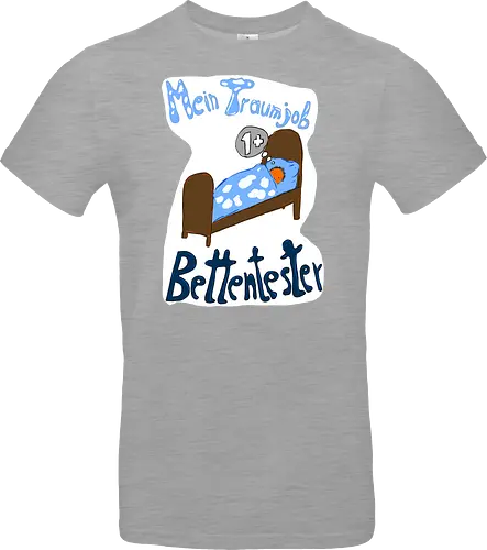 Traumjob Bettentester, mit weißem Hintergrund