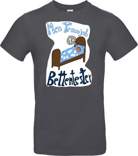 Traumjob Bettentester, mit weißem Hintergrund