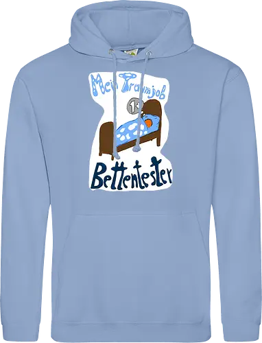 Traumjob Bettentester, mit weißem Hintergrund