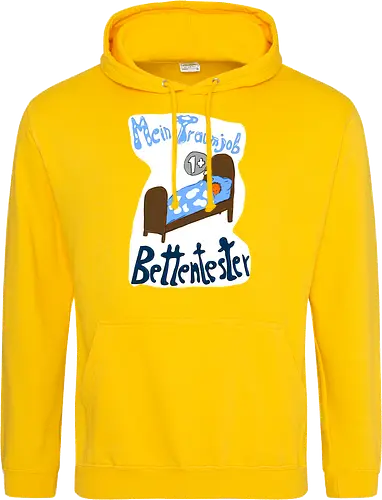 Traumjob Bettentester, mit weißem Hintergrund