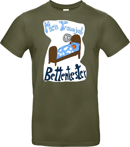 Traumjob Bettentester, mit weißem Hintergrund