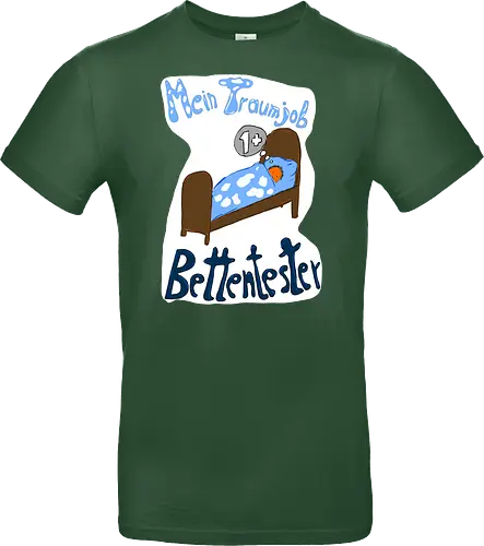 Traumjob Bettentester, mit weißem Hintergrund