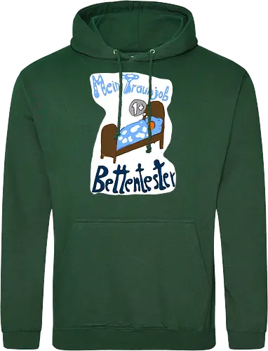 Traumjob Bettentester, mit weißem Hintergrund