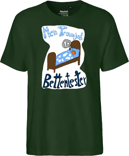 Traumjob Bettentester, mit weißem Hintergrund